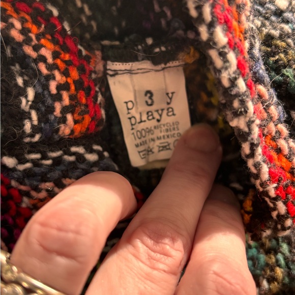 Dog Hooded Knit Poncho Coat - Multicolor - Picture 3 of 8